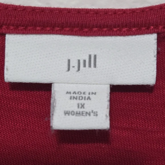 J JILL Red Cotton T-Shirt Dress with Short Sleeves and Pockets Size 1X - Picture 9 of 11
